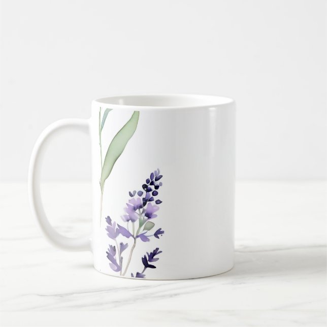 Lavender And Eucalyptus Watercolor Coffee Mug (Left)