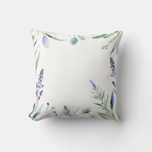 Lavender And Eucalyptus Watercolor Cushion