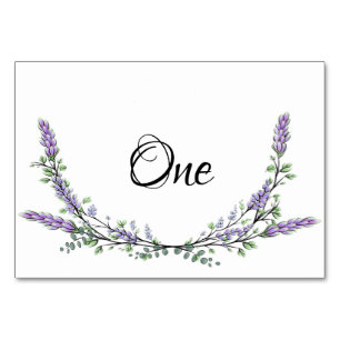 Lavender and Eucalyptus watercolor table one Number