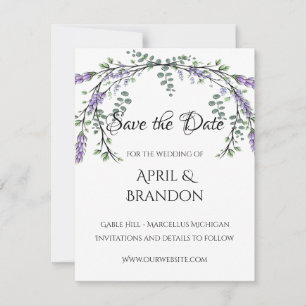 Lavender and Eucalyptus Wedding  Save The Date