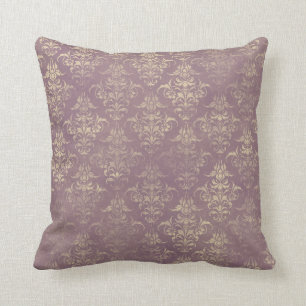 Lavender and Gold Damask Cushion