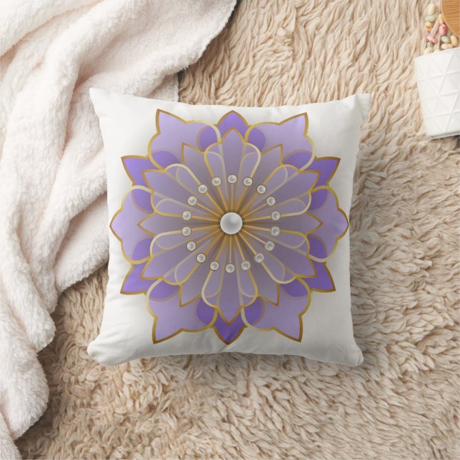 Lavender and Gold Elegant Flower Cushion (Blanket)