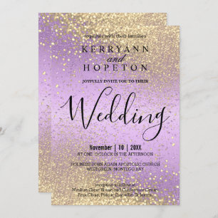 Lavender and Gold Glitter Invitation