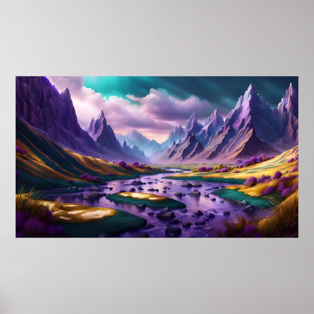 Lavender and Gold Landscape Poster (Front)