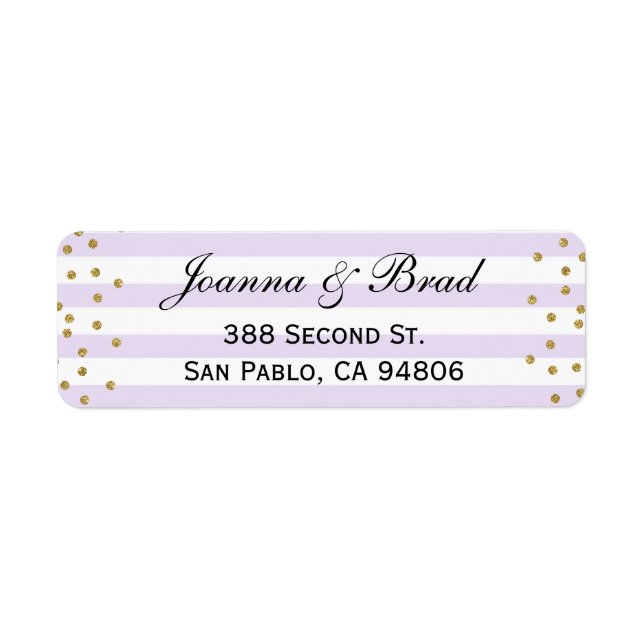 Lavender and Gold Return Address Label Wedding (Front)