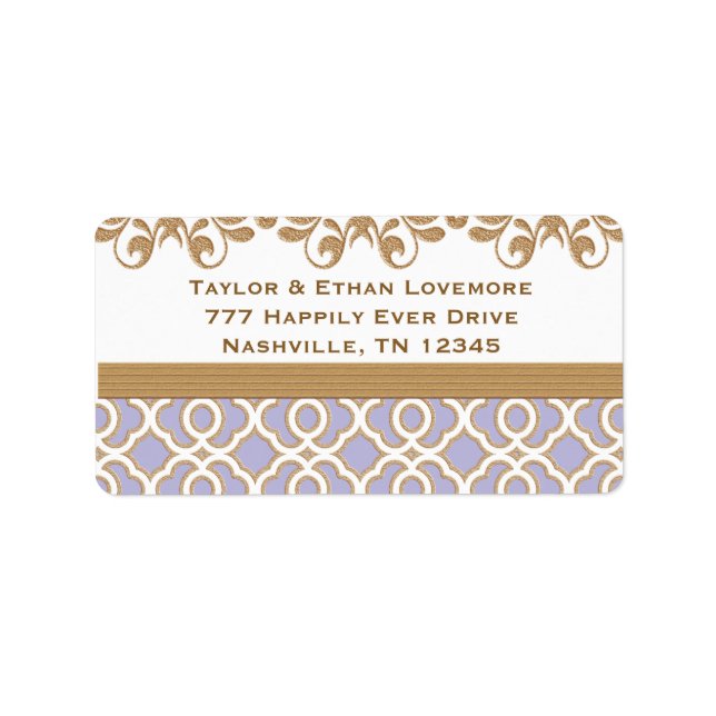 Lavender and Gold Return Address Labels Custom (Front)
