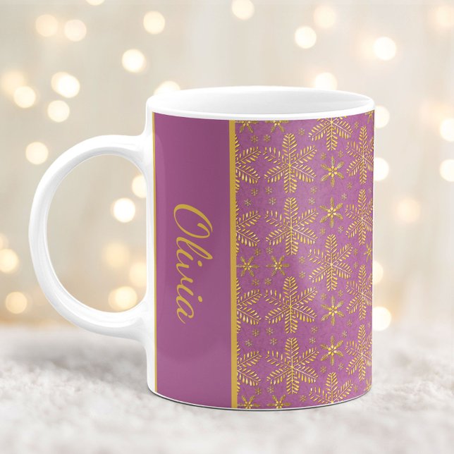 Lavender and Gold Snowflakes Christmas Mug (Creator Uploaded)