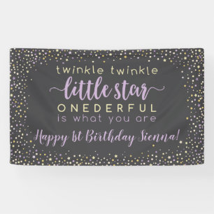 Lavender and Gold Twinkle Star Banner