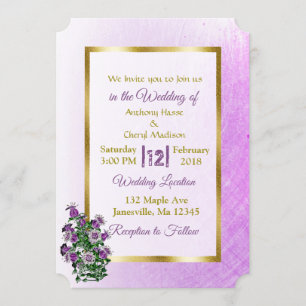 Lavender and Gold Wedding Invitations