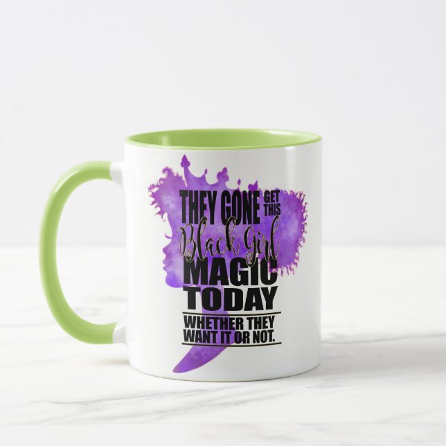 Lavender and Green Black Girl Magic Mug (Left)