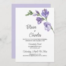 Lavender and Green Floral Wedding Invitation