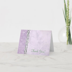 Lavender and Green Floral Wedding Thank You Card