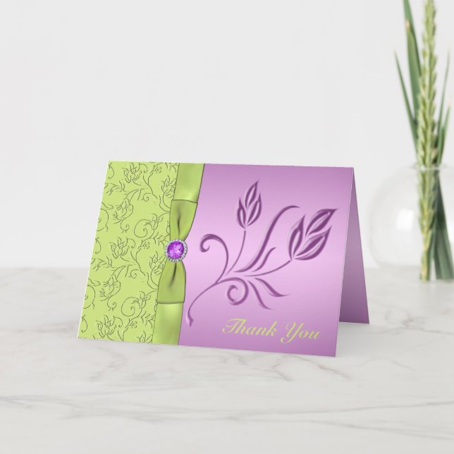 Lavender and Green Jewelled Thank You Card (Front)