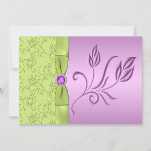 Lavender and Green Jewelled Wedding Invitation