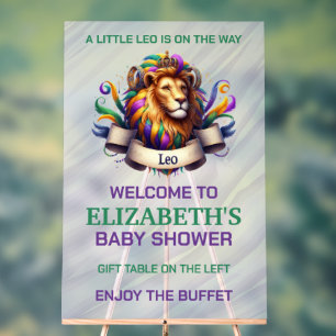 Lavender and Green Leo Zodiac Baby Shower Acrylic Sign