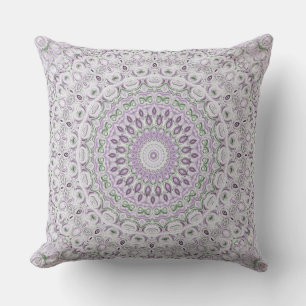 Lavender and Green Mandala Pattern Design Cushion