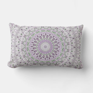 Lavender and Green Mandala Pattern Design Lumbar Cushion