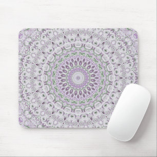 Lavender and Green Mandala Pattern Design Mouse Pad
