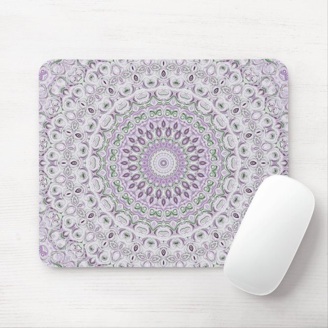 Lavender and Green Mandala Pattern Design Mouse Pad (With Mouse)