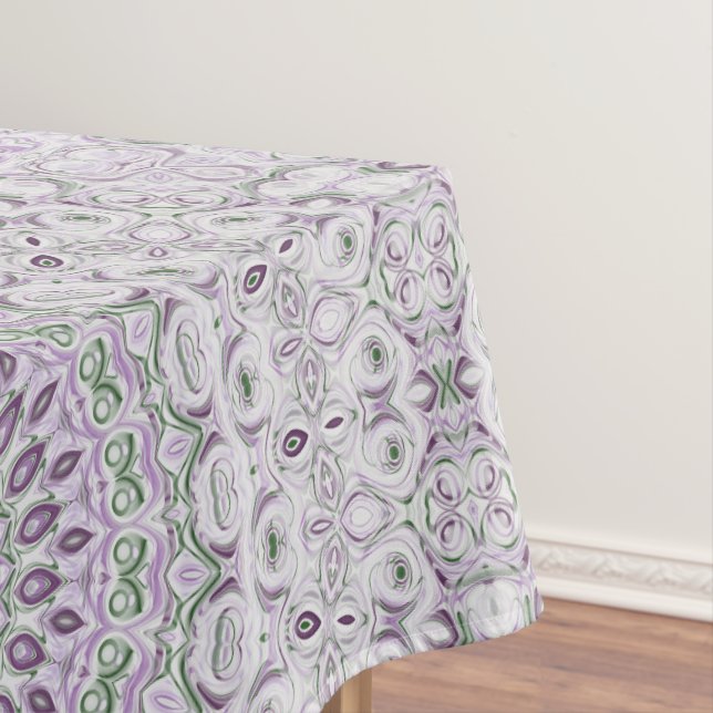 Lavender and Green Mandala Pattern Design Tablecloth (In Situ)