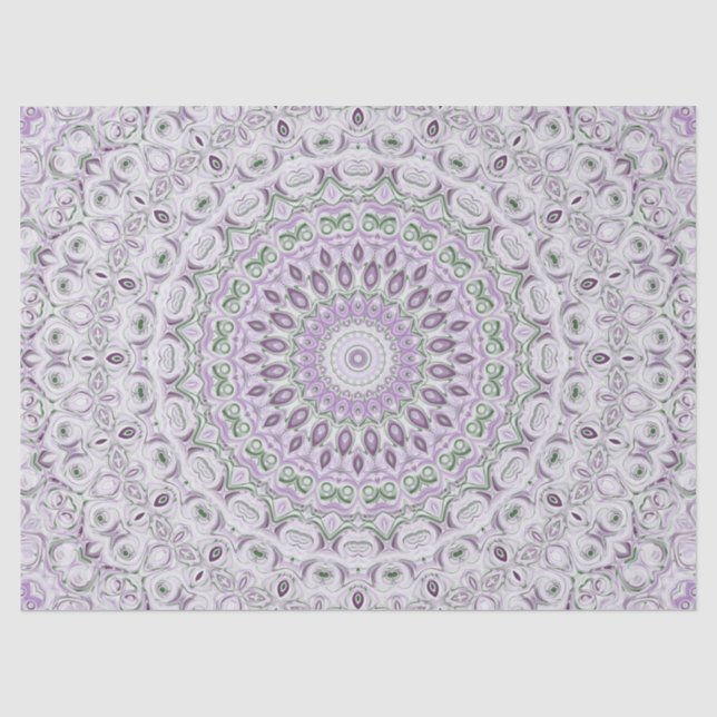 Lavender and Green Mandala Pattern Design Tissue Paper (Front)