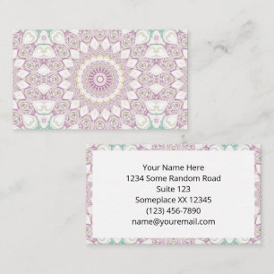 Lavender and Green Pastel Mandala Pattern Design Business Card