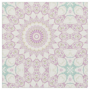Lavender and Green Pastel Mandala Pattern Design Fabric