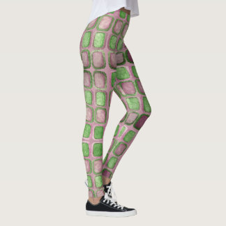 Lavender and Green shimmering Squares Leggings