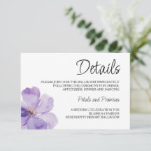 Lavender and Green Wedding Details Enclosure Card