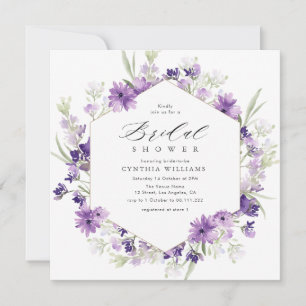 lavender and greenery floral bridal shower invitation