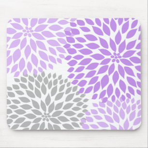 Lavender and grey dahlia desk office accessory mouse pad