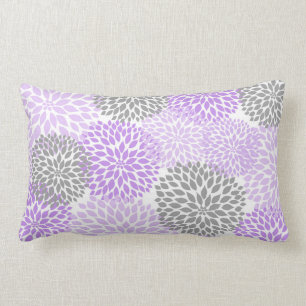 Lavender and Grey Dahlia / Mums rectangular pillow