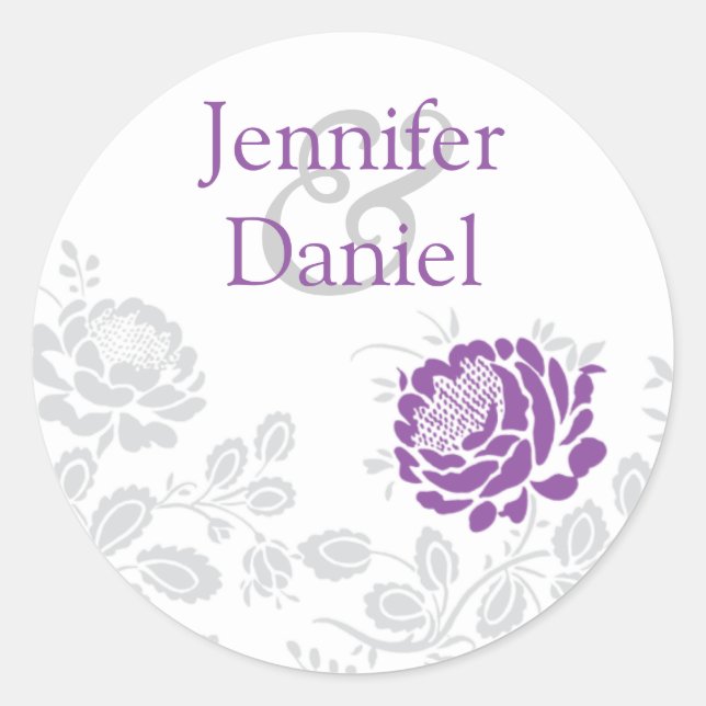 Lavender and Grey Damask Envelope Seal (Front)