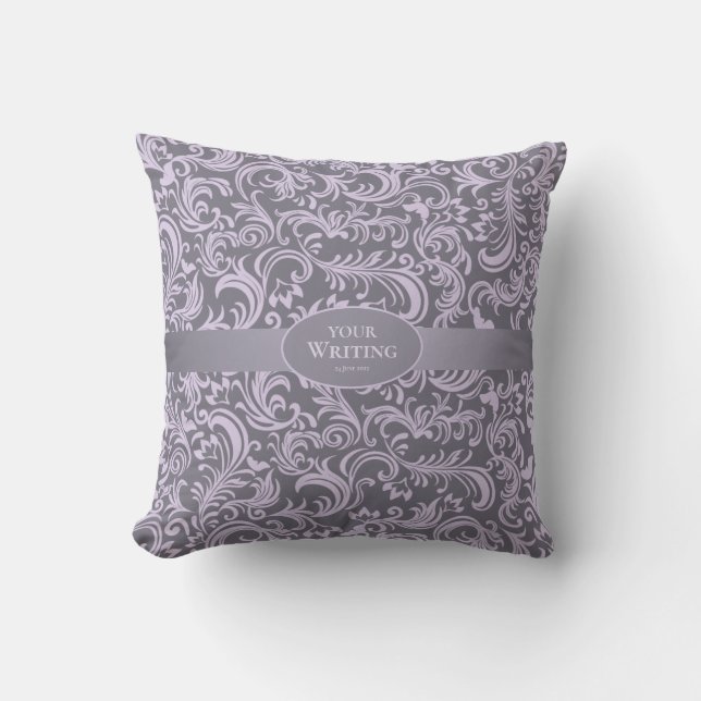 Lavender and Grey Elegant Wedding Cushion (Front)