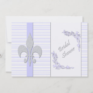 Lavender and Grey Fleur de Lis Bridal Shower Invitation