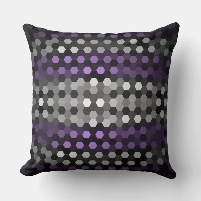 Lavender and Grey Hexagons Pattern Cushion (Front)