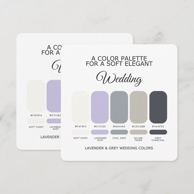 Lavender and Grey Wedding Color Palette Card (Front/Back)