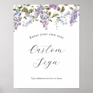 Lavender and Lilac Flowers Custom Text Sign