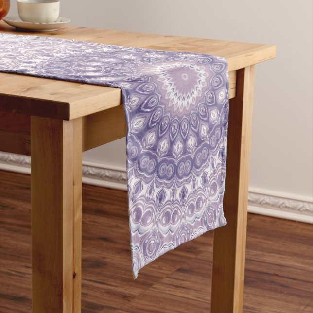 Lavender and Lilac Mandala Pattern Long Table Runner (In Situ)