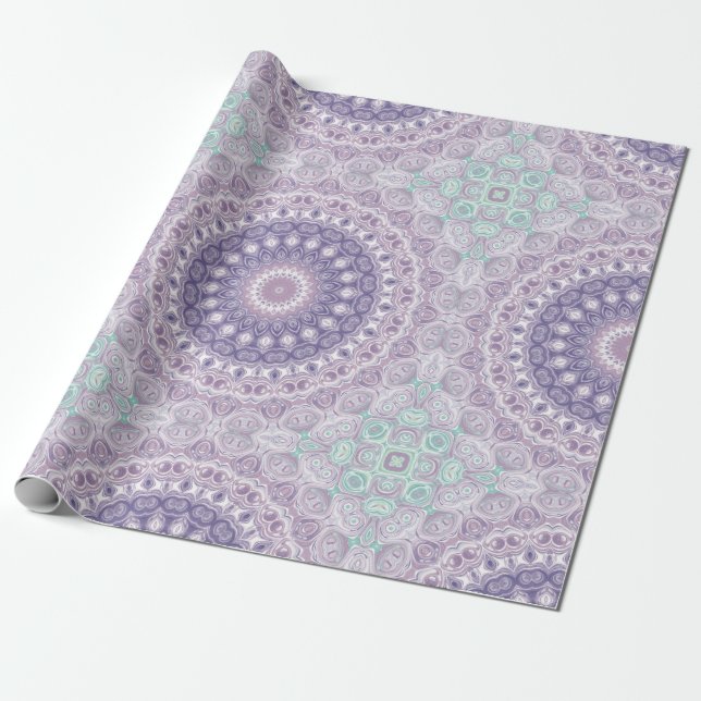 Lavender and Lilac Mandala Pattern Wrapping Paper (Unrolled)