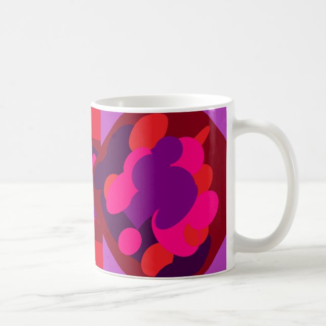 Lavender and maroon square patterns coffee mug (Right)