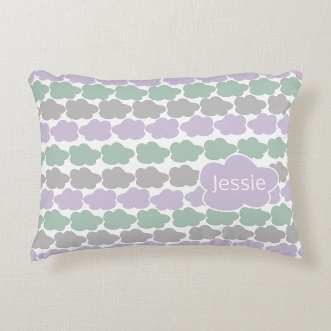 Lavender and Mint Clouds  Decorative Cushion (Front)