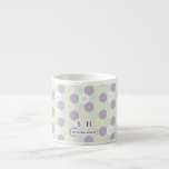 Lavender and Mint Hexagons and Circles Pattern Espresso Cup<br><div class="desc">Elegant and stylish hexagons and circles seamless pattern featuring gentle mint and light lavender colour hexagons and gentle light yellow cram circles in two sizes.
Stylish shapes design and a stylish monogram.
Personalise by changing the initials and the text.</div>