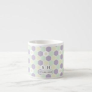 Lavender and Mint Hexagons and Circles Pattern Espresso Cup