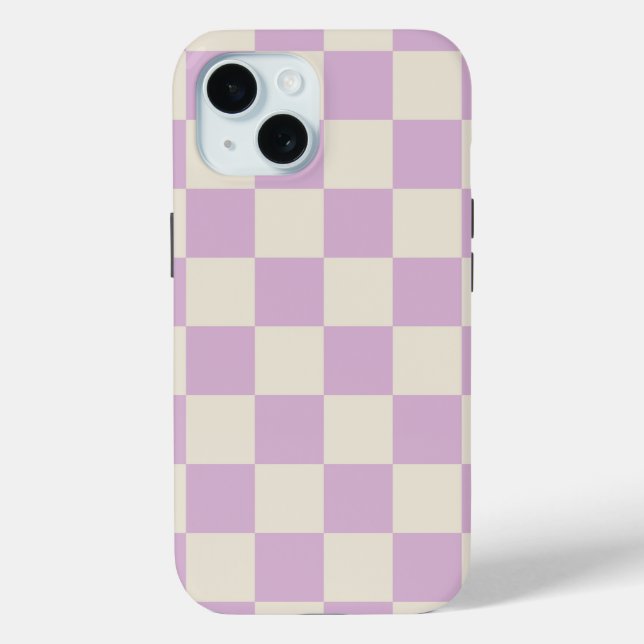 Lavender and Off White Chequerboard Case-Mate iPhone Case (Back)