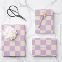 Lavender and Off White Chequerboard