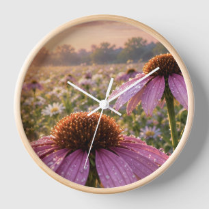 Lavender and Orange cone flower Clock