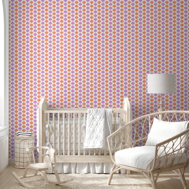 Lavender and Orange Soft Diamonds Wallpaper (Kids)