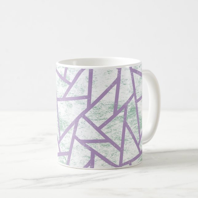 Lavender and pale green mosaic pattern coffee mug (Front Right)