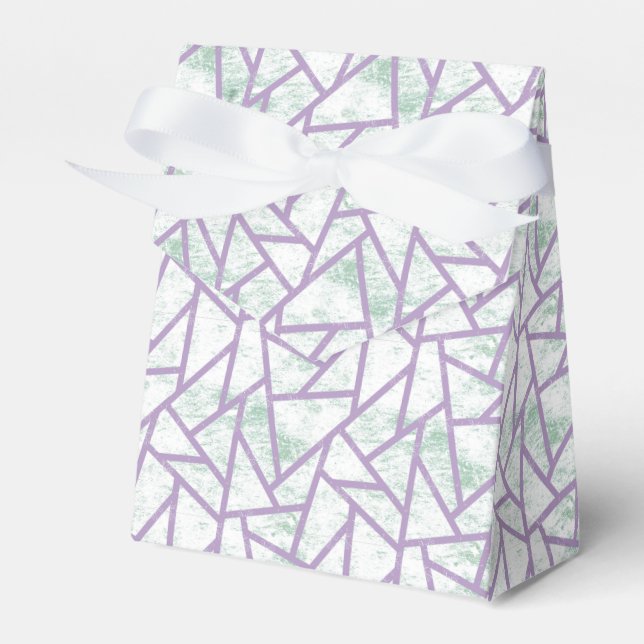 Lavender and pale green mosaic pattern favour box (Front Side)
